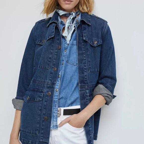 NWT Unpublished x Anthropologie Morgan Utility Denim Jacket, Size Medium - Picture 6 of 8